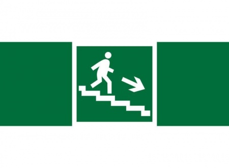 Знак безопасности BL-3015.E13 "Направление к эвакуац. выходу по лестнице вниз (прав.)" Белый свет a12610 402020