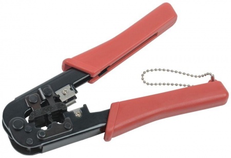 Инструмент обжимной для RJ45; RJ12; RJ11 без храпового механизма с прорезиненными ручками син./оранж. ITK TM1-B10H 332570