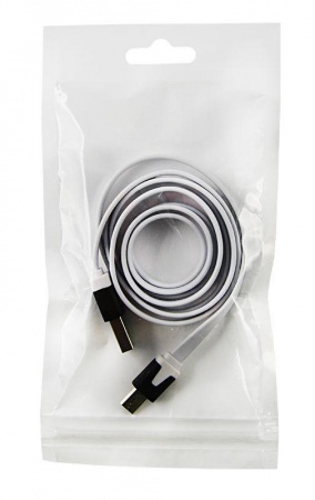 Кабель USB универс. microUSB шнур плоский (1м) бел. Rexant 18-4274 295864