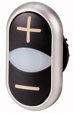 Кнопка двойная с сигнальной лампой; с обозначением + - цвет бел./черн. M22-DDL-S-X4/X5 EATON 218145 372512