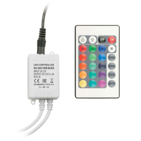 Контроллер ULC-Q431 RGB BLACK для управления светодиод. RGB лентами 12В с пультом ДУ ИК Volpe UL-00001113 488515