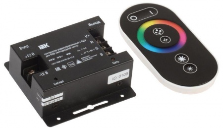 Контроллер с ПДУ радио RGB 3 канала PRO 5050 12В 6А 216Вт черн. ИЭК LSC1-RGB-216-RF-20-12-B 342207