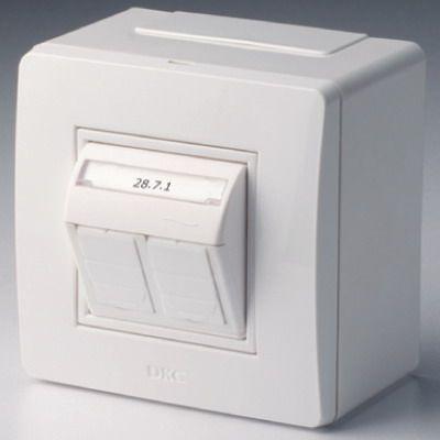 Коробка PDD-N60 в сборе с 2 розетками BRAVA RJ45 кат.5е (телефон/компьютер) бел. ДКС 10656 151653