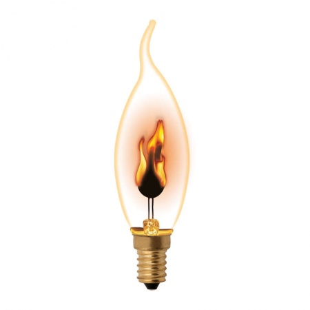 Лампа декоративная IL-N-CW35-3/RED-FLAME/E14/CL с типом свечения "эффект пламени" форма "свеча на ветру" прозр. упак. картон Uniel UL-00002982 485237