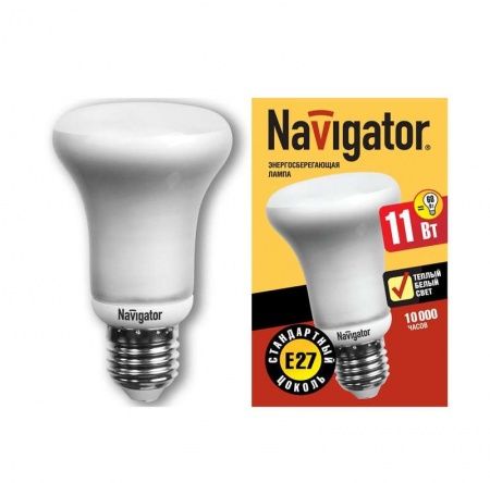 Лампа люминесцентная компакт. 94 070 NCL-R63-11-830-E27 11Вт E27 рефлектор 3000К Navigator 14327 128329