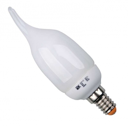 Лампа люминесцентная компакт. КЭЛ-CВ 9Вт E14 свеча 4000К ИЭК LLE61-14-009-4000 261563