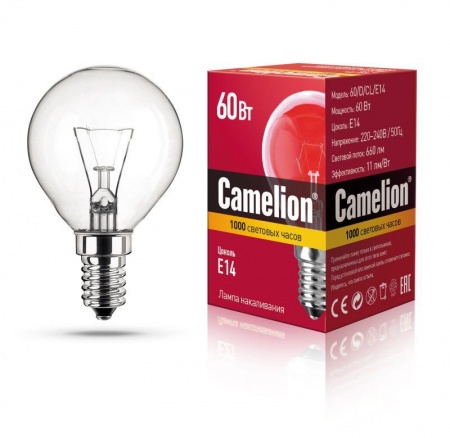 Лампа накаливания MIC D CL 60Вт E14 Camelion 8972 247337