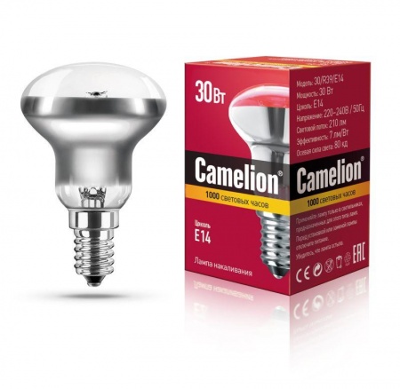 Лампа накаливания MIC R39 30Вт E14 Camelion 8976 249581