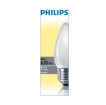 Лампа накаливания В35 60Вт E27 FR свеч. матов. Philips 921501644214 / 871150005651150 50943