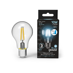 Лампа светодиодная Filament A60 10Вт 4100К E27 step dimmable Gauss 102802210-S 1252112