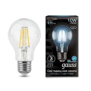 Лампа светодиодная Filament А60 E27 10Вт 4100К GAUSS 102802210 498034