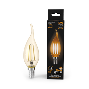 Лампа светодиодная Filament Свеча на ветру E14 5Вт 2700К Golden GAUSS 104801005 487705