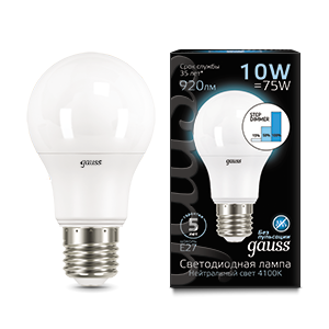 Лампа светодиодная LED A60 E27 10Вт 4100К step dimmable (диммир.) Gauss 102502210-S 479951