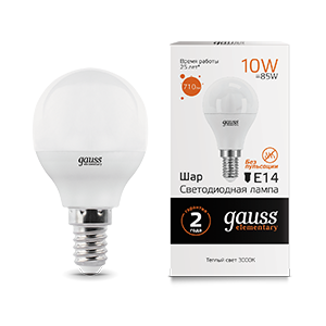 Лампа светодиодная LED Elementary Globe 10Вт E14 2700К Gauss 53110 479947