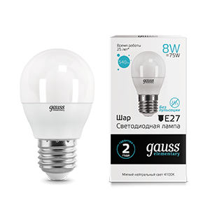 Лампа светодиодная LED Elementary Globe E27 8Вт 4100К Gauss 53228 469865