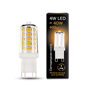 Лампа светодиодная LED G9 4Вт AC185-265В 2700К керамика Gauss 107309104 479960