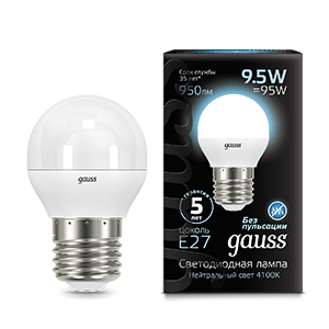 Лампа светодиодная Led Globe E27 9.5Вт 4100К Gauss 105102210 503365