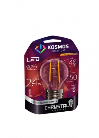 Лампа светодиодная LED KOSMOS premium 2.4Вт Шар 45 "Золотая Нить" E27 230В 3000К Космос KLED2.4wGL45E2727GF 307079