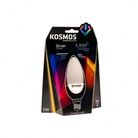 Лампа светодиодная LED KOSMOS premium 3Вт Свеча E14 230В 3000К Космос KLED3wCN230vE1427 236010