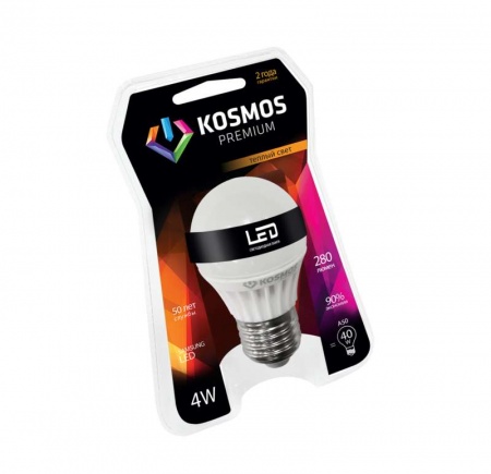 Лампа светодиодная LED KOSMOS premium 4Вт грушевидная A50 E27 230В 3000К Космос KLED4wA50230vE2727 235999