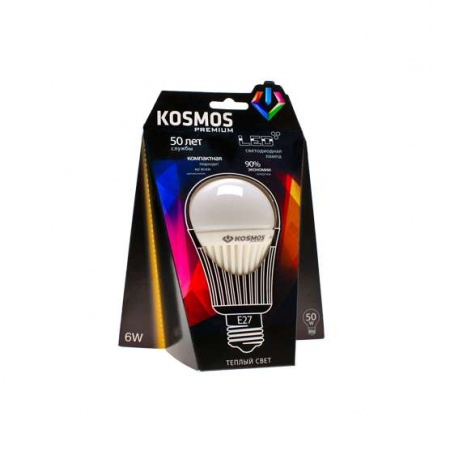 Лампа светодиодная LED KOSMOS premium 6Вт грушевидная A55 E27 230В 3000К Космос KLED6wA55230vE2727 236001
