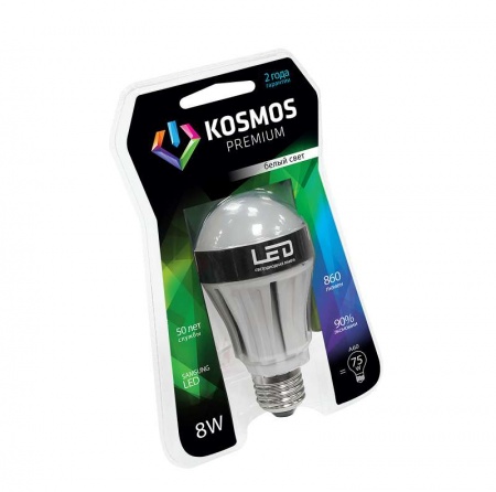 Лампа светодиодная LED KOSMOS premium A60 8Вт грушевидная E27 230В 4500К Космос KLED8wA60230vE2745 236004