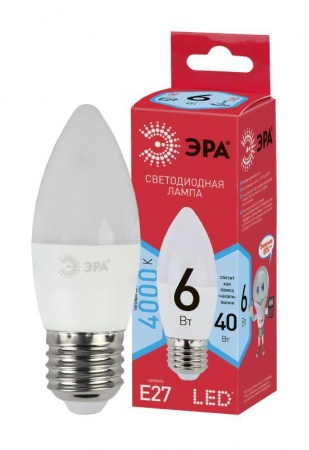 Лампа светодиодная LED smd B35-6w-840-E27_eco ЭРА Б0020621 1231494