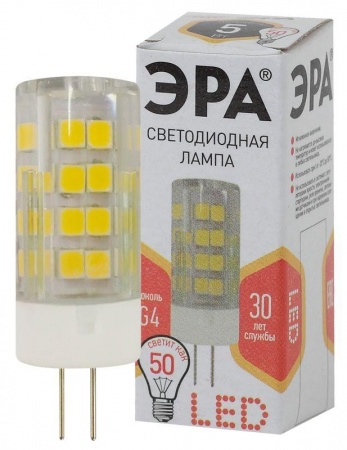 Лампа светодиодная LED smd JC-5w-220V-corn ceramics-827-G4 ЭРА Б0027857 1231429