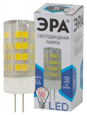 Лампа светодиодная LED smd JC-5w-220V-corn ceramics-840-G4 ЭРА Б0027858 1231430