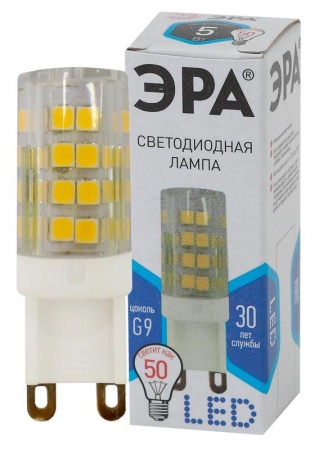 Лампа светодиодная LED smd JCD-5w-220V-corn ceramics-840-G9 ЭРА Б0027864 1231438