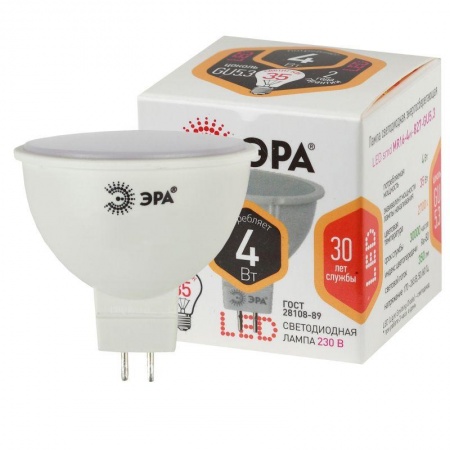 Лампа светодиодная LED smd MR16-4w-827-GU5.3 ЭРА Б0003300/Б0017746 282514