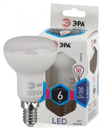 Лампа светодиодная LED smd R50-6w-840-E14 ЭРА Б0017228/Б0020556 282512