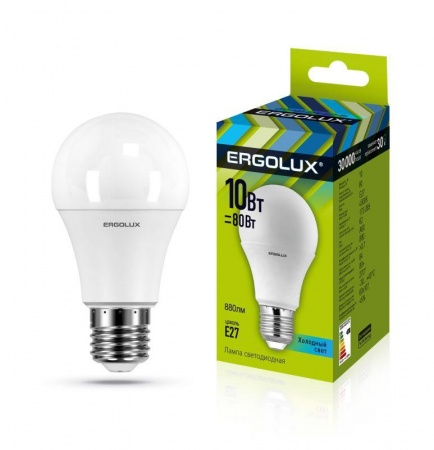 Лампа светодиодная LED-A60-10W-E27-4500K грушевидная ЛОН 172-265В Ergolux 12149 476376