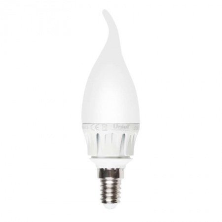Лампа светодиодная LED-CW37-6Вт/WW/E14/FR ALM01WH пластик Uniel 08137 413387
