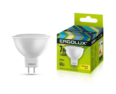 Лампа светодиодная LED-JCDR-7W-GU5.3-3000K JCDR 172-265В Ergolux 12158 476386