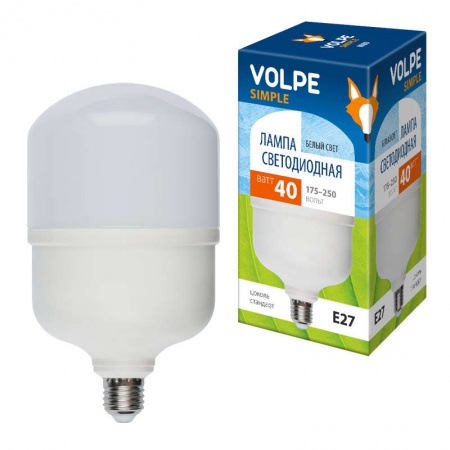 Лампа светодиодная LED-M80-40W/NW/E27/FR/S мат. Simple бел. 4000К упак. картон Volpe UL-00002905 485414