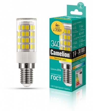 Лампа светодиодная LED4-Т26/830/E14 4Вт 220В Camelion 13155 492016