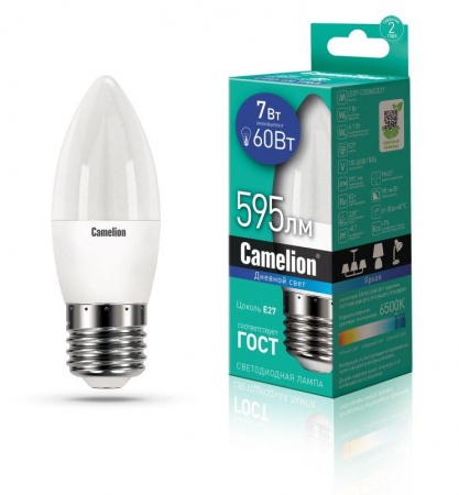 Лампа светодиодная LED7-C35/865/E27 7Вт 220В Camelion 12649 458641