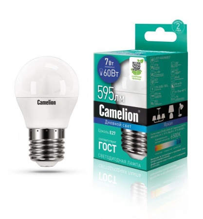 Лампа светодиодная LED7-G45/865/E27 7Вт 220В Camelion 12647 458643