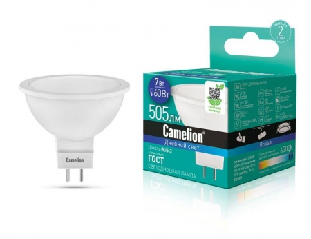 Лампа светодиодная LED7-JCDR/865/GU5.3 7Вт 220В Camelion 12650 458646