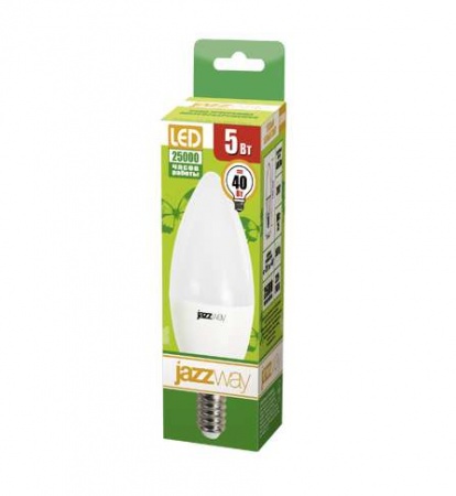 Лампа светодиодная PLED- ECO-C37 5Вт E14 3000К 8+2 JazzWay 4895205014190 494391