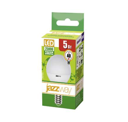 Лампа светодиодная PLED- ECO-G45 5Вт E14 3000К 8+2 JazzWay 4895205014237 494395