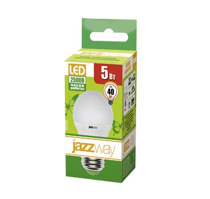 Лампа светодиодная PLED- ECO-G45 5Вт E27 3000К 8+2 JazzWay 4895205014251 494397