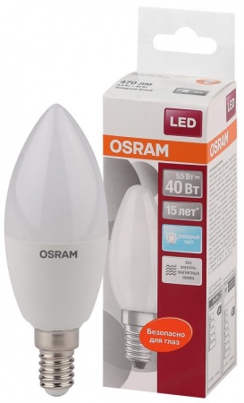 Лампа светодиодная STAR CLASSIC B 40 5W/840 E14 220-240В OSRAM 4058075056886 494425