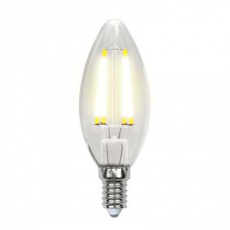 Лампа светодиодная диммируемая LED-C35-5W/WW/E14/CL/DIM GLA01TR форма "свеча" прозр. Air теплый бел. 3000К упак. картон Uniel UL-00002860 485248