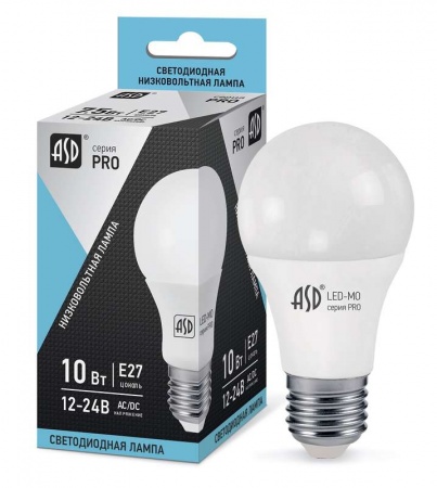 Лампа светодиодная низковольтная LED-MO-12/24В-PRO 10Вт 12-24В E27 4000К 800лм ASD 4690612006970 463131