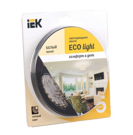 Лента светодиодная ECO LED LSR-3528WW120-9.6-IP20-12V 10Вт/м (уп.5м) тепл. бел. ИЭК LSR1-1-120-20-1-05 302228
