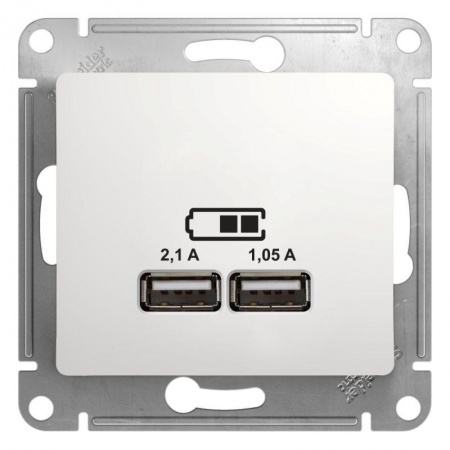 Механизм розетки USB 1-м СП Glossa 5В/2100мА 2х5В/1050мА бел. SchE GSL000133 504569