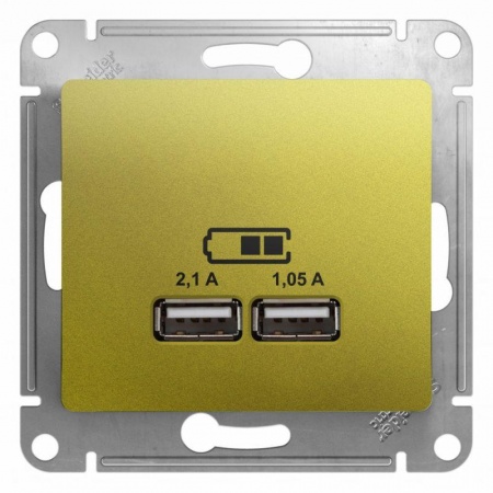 Механизм розетки USB 1-м СП Glossa 5В/2100мА 2х5В/1050мА фисташк. SchE GSL001033 504578