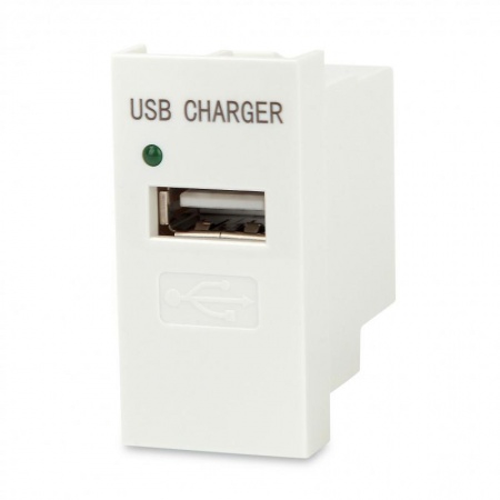 Модуль M45/2-USBCH1-WH розетки USB для зарядки 1 порт 1М 1А 5В 45х22.5мм бел. Hyperline 250098 1200896